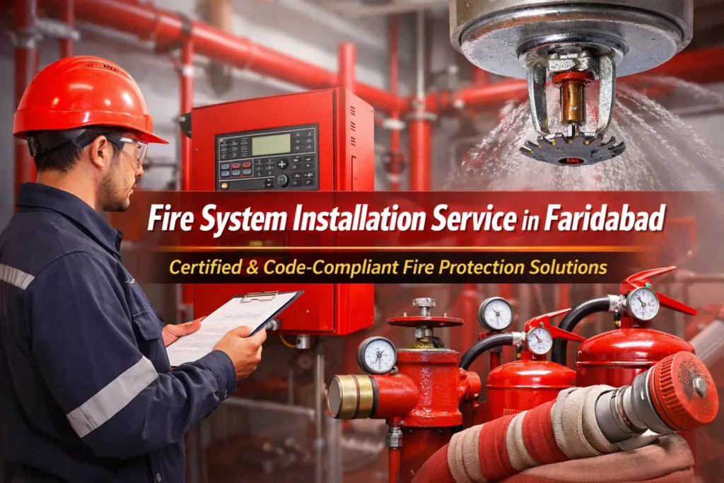 Fire System Installation Service in Faridabad with certified fire sprinkler, hydrant, and alarm system setup as per Haryana fire safety compliance