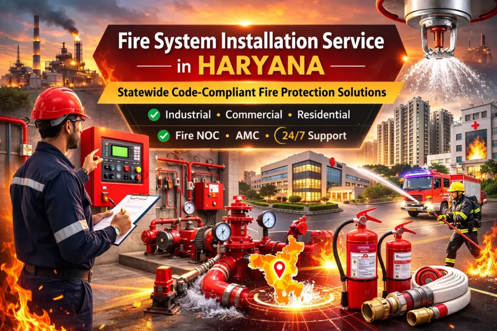 Fire System Installation Service in Haryana providing statewide code-compliant sprinkler, hydrant and fire alarm system solutions for industrial and commercial buildings