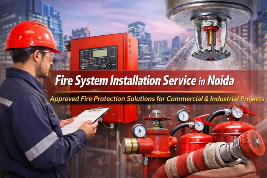 Fire System Installation Service in Noida with approved sprinkler, hydrant and fire alarm system setup for commercial and industrial buildings